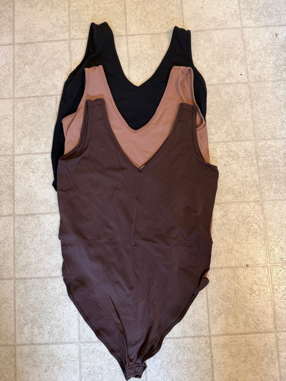 Old Navy Brown V Neck Bodysuits - lot of 3